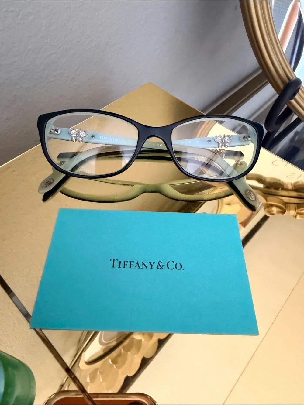 Tiffany & Co TF2051-B 8055 Eyeglass Frames 51-16 135 Blue Butterfly w/ Case
